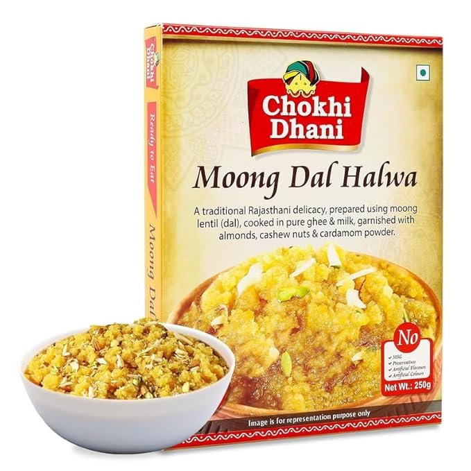 Chokhi Dhani Moong Dal Halwa, Ready to Eat Indian Dessert, Instant Sweet Premix, Just Heat and Eat Traditional Mithai